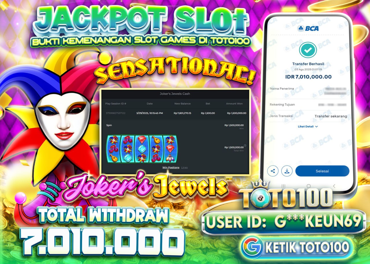 G***KEUN69 JACKPOT SLOT JOKERS JEWELS Rp.7.010.000 - LUNAS