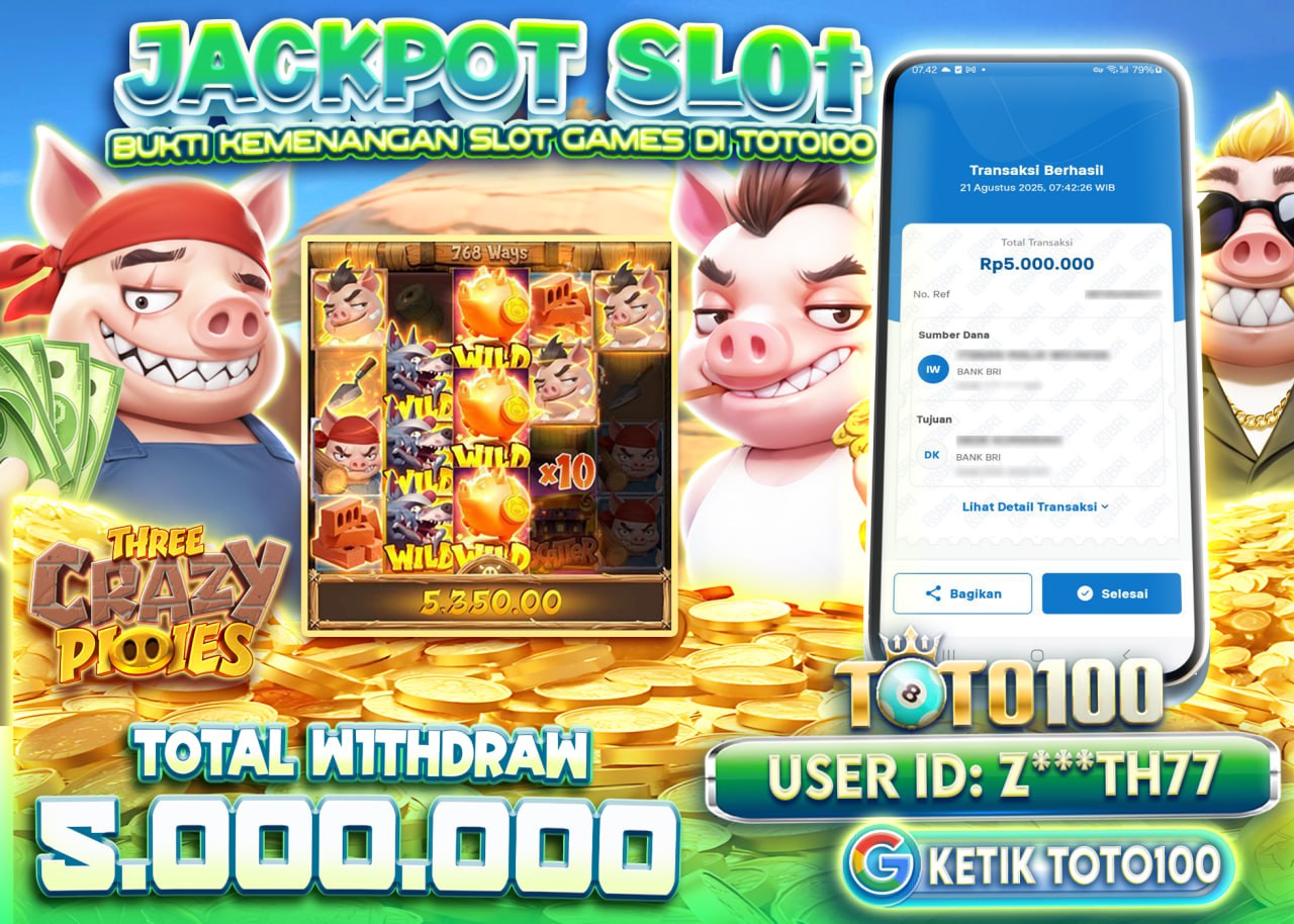 Z***TH77 JACKPOT SLOT THREE CRAZY PIGIES Rp.5.000.000 - LUNAS