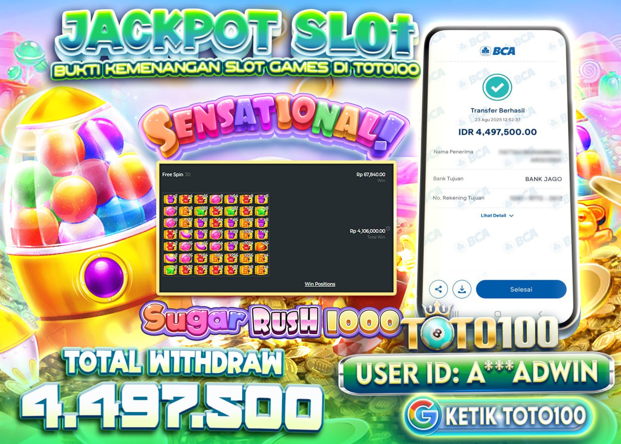 A***ADWIN JACKPOT SLOT SUGAR RUSH 1000 Rp.4.497.500 - LUNAS