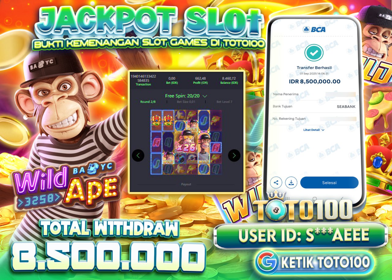 S***AEEE JACKPOT SLOT WILD APE Rp 8.500.000 - LUNAS
