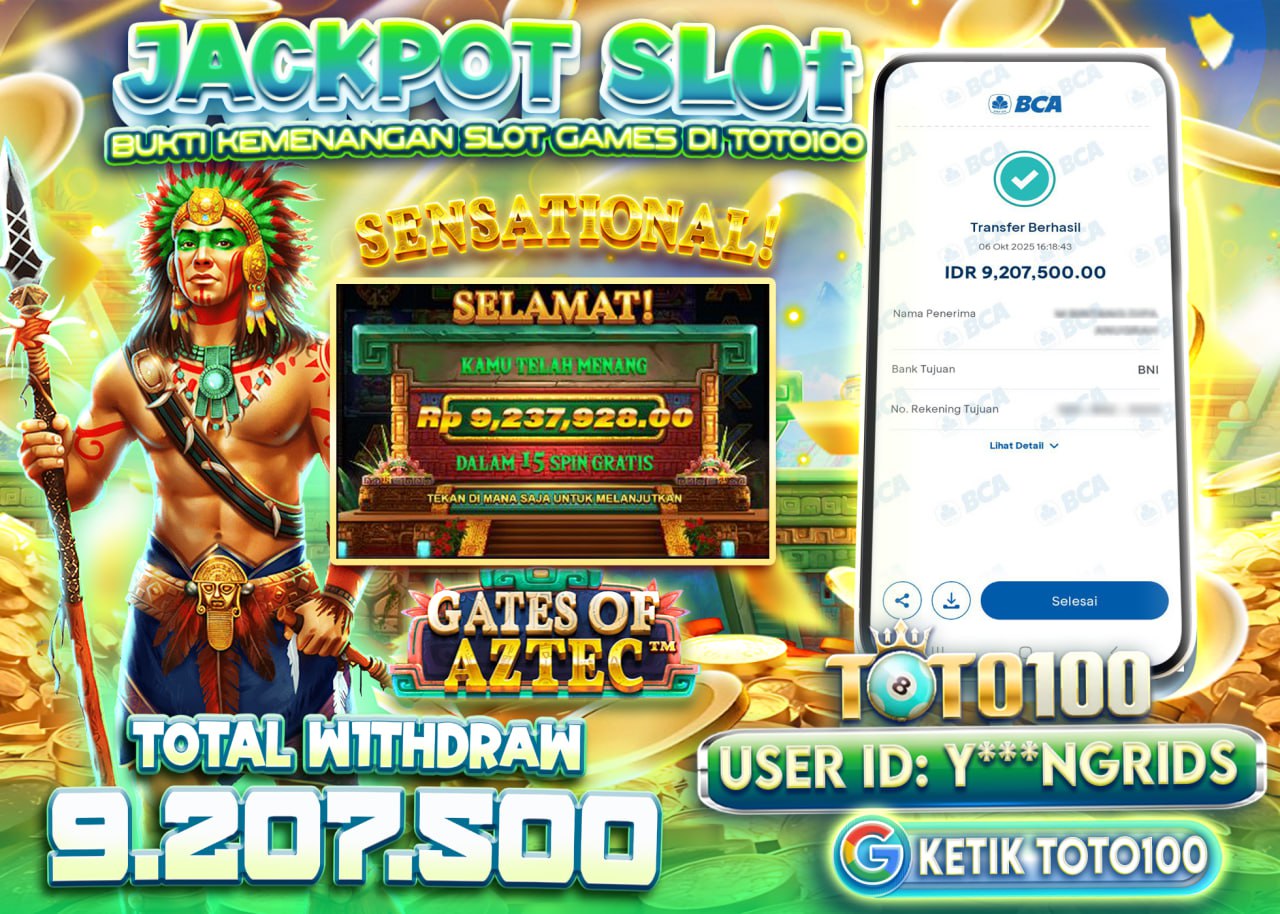 Y***NGRIDS JACKPOT GATES OF AZTEC Rp 9.207.500 - LUNAS